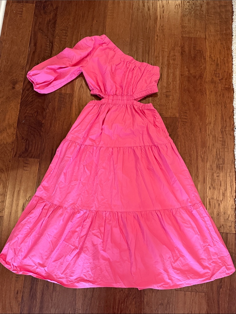 One-Shoulder Pink Tiered Dress